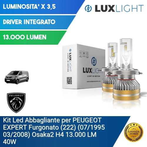 Kit Led Abbagliante per PEUGEOT EXPERT Furgonato (222) (07/1995 03/2008) Osaka2 H4 13.000 LM 40W