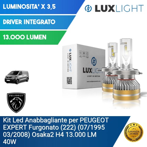 Kit Led Anabbagliante per PEUGEOT EXPERT Furgonato (222) (07/1995 03/2008) Osaka2 H4 13.000 LM 40W