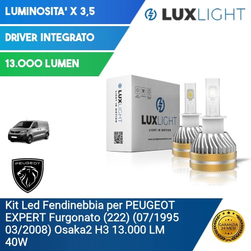 Kit Led Fendinebbia per PEUGEOT EXPERT Furgonato (222) (07/1995 03/2008) Osaka2 H3 13.000 LM 40W