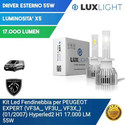 Kit Led Fendinebbia per PEUGEOT EXPERT (VF3A_, VF3U_, VF3X_) (01/2007) Hyperled2 H1 17.000 LM 55W