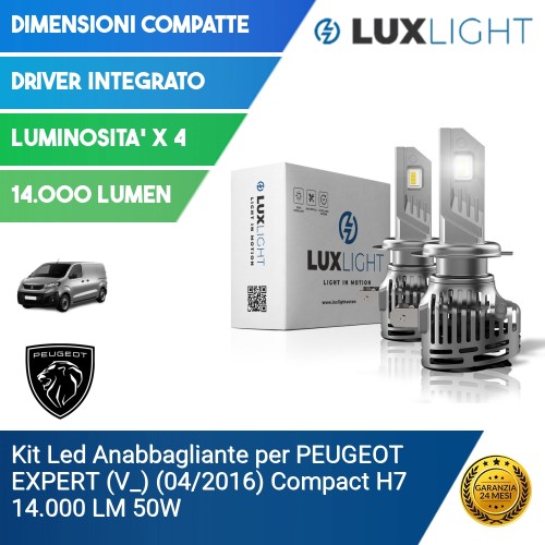 Kit Led Anabbagliante per PEUGEOT EXPERT (V_) (04/2016) Compact H7 14.000 LM 50W