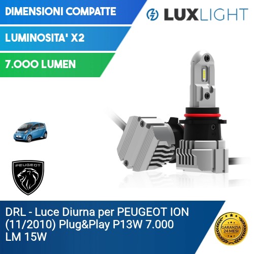 DRL - Luce Diurna per PEUGEOT ION (11/2010) Plug&Play P13W 7.000 LM 15W