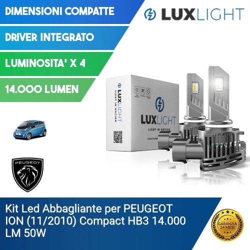 Kit Led Abbagliante per PEUGEOT ION (11/2010) Compact HB3 14.000 LM 50W