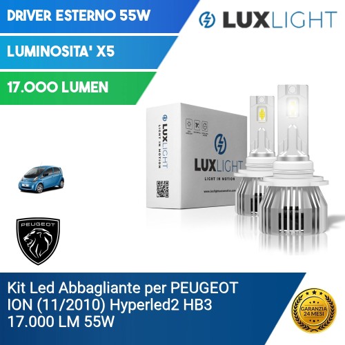 Kit Led Abbagliante per PEUGEOT ION (11/2010) Hyperled2 HB3 17.000 LM 55W