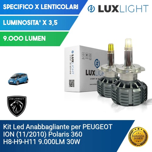 Kit Led Anabbagliante per PEUGEOT ION (11/2010) Polaris 360 H8-H9-H11 9.000LM 30W