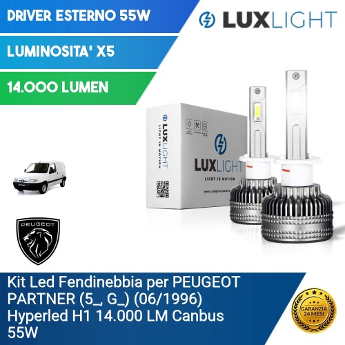 Kit Led Fendinebbia per PEUGEOT PARTNER (5_, G_) (06/1996) Hyperled H1 14.000 LM Canbus 55W