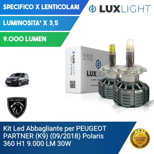 Kit Led Abbagliante per PEUGEOT PARTNER (K9) (09/2018) Polaris 360 H1 9.000 LM 30W