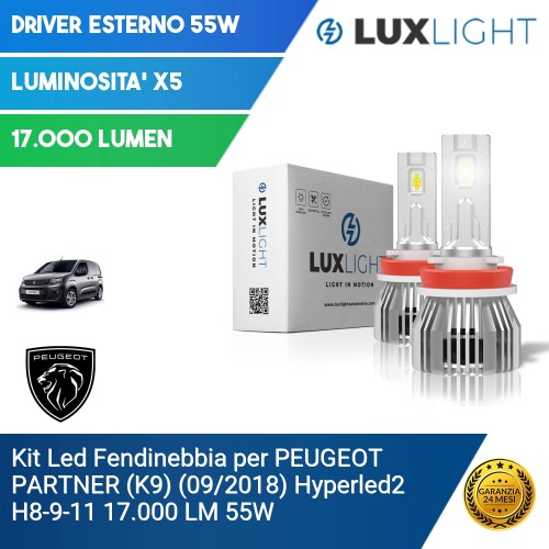 Kit Led Fendinebbia per PEUGEOT PARTNER (K9) (09/2018) Hyperled2 H8-9-11 17.000 LM 55W