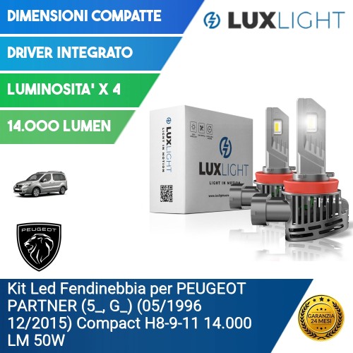 Kit Led Fendinebbia per PEUGEOT PARTNER  (5_, G_) (05/1996 12/2015) Compact H8-9-11 14.000 LM 50W