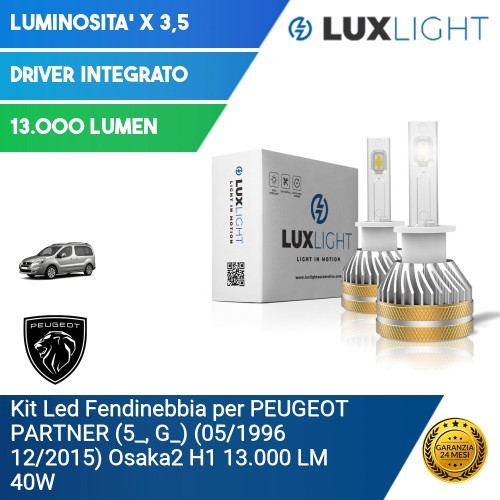 Kit Led Fendinebbia per PEUGEOT PARTNER  (5_, G_) (05/1996 12/2015) Osaka2 H1 13.000 LM 40W