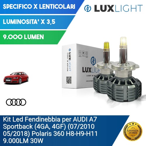 Kit Led Fendinebbia per AUDI A7 Sportback (4GA, 4GF) (07/2010 05/2018) Polaris 360 H8-H9-H11 9.000LM 30W