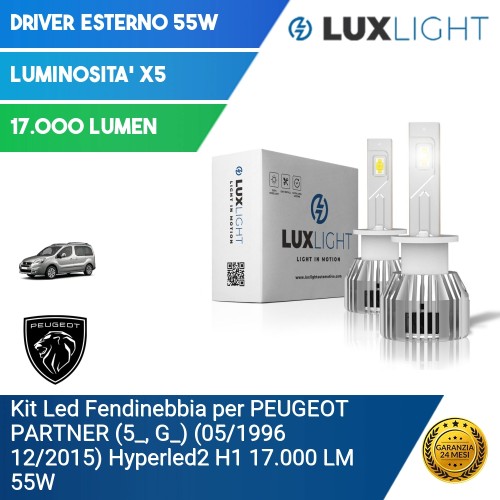 Kit Led Fendinebbia per PEUGEOT PARTNER  (5_, G_) (05/1996 12/2015) Hyperled2 H1 17.000 LM 55W