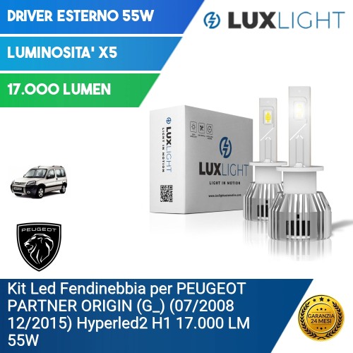 Kit Led Fendinebbia per PEUGEOT PARTNER ORIGIN (G_) (07/2008 12/2015) Hyperled2 H1 17.000 LM 55W