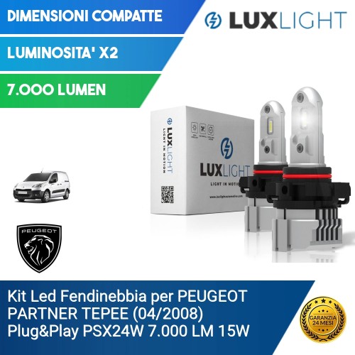 Kit Led Fendinebbia per PEUGEOT PARTNER TEPEE (04/2008) Plug&Play PSX24W 7.000 LM 15W