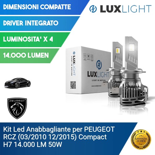 Kit Led Anabbagliante per PEUGEOT RCZ (03/2010 12/2015) Compact H7 14.000 LM 50W