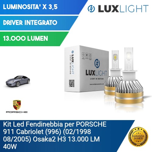 Kit Led Fendinebbia per PORSCHE 911 Cabriolet (996) (02/1998 08/2005) Osaka2 H3 13.000 LM 40W