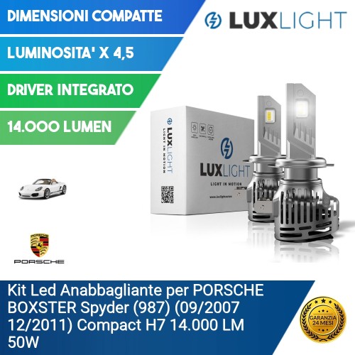 Kit Led Anabbagliante per PORSCHE BOXSTER Spyder (987) (09/2007 12/2011) Compact H7 14.000 LM 50W