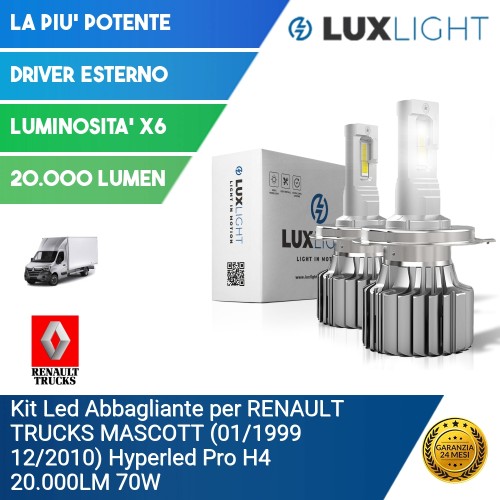 Kit Led Abbagliante per RENAULT TRUCKS MASCOTT (01/1999 12/2010) Hyperled Pro H4 20.000LM 70W