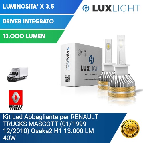 Kit Led Abbagliante per RENAULT TRUCKS MASCOTT (01/1999 12/2010) Osaka2 H1 13.000 LM 40W