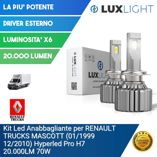 Kit Led Anabbagliante per RENAULT TRUCKS MASCOTT (01/1999 12/2010) Hyperled Pro H7 20.000LM 70W