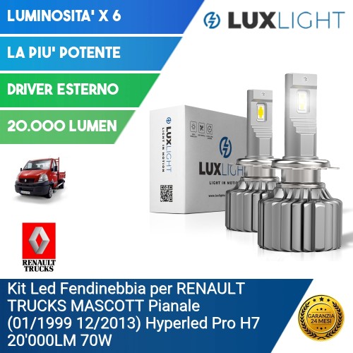 Kit Led Fendinebbia per RENAULT TRUCKS MASCOTT Pianale (01/1999 12/2013) Hyperled Pro H7 20'000LM 70W