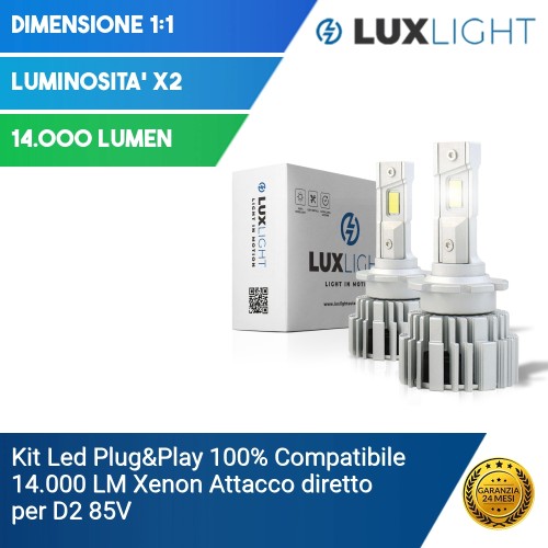 Kit Led Plug&Play 100% Compatibile 14.000 LM Xenon Attacco diretto per D2 85V