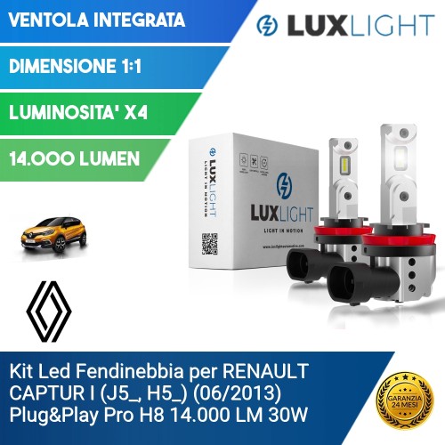 Kit Led Fendinebbia per RENAULT CAPTUR I (J5_, H5_) (06/2013) Plug&Play Pro H8 14.000 LM 30W