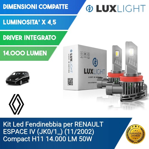 Kit Led Fendinebbia per RENAULT ESPACE IV (JK0/1_) (11/2002) Compact H11 14.000 LM 50W