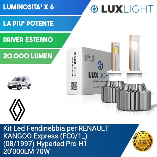 Kit Led Fendinebbia per RENAULT KANGOO Express (FC0/1_) (08/1997) Hyperled Pro H1 20'000LM 70W