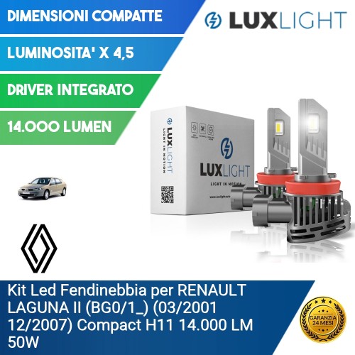 Kit Led Fendinebbia per RENAULT LAGUNA II (BG0/1_) (03/2001 12/2007) Compact H11 14.000 LM 50W