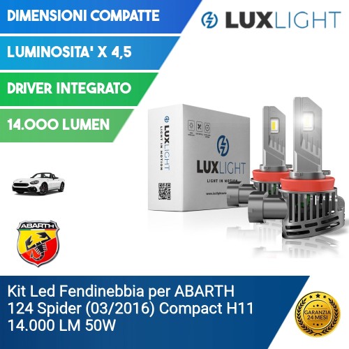 Kit Led Fendinebbia per ABARTH 124 Spider (03/2016) Compact H11 14.000 LM 50W