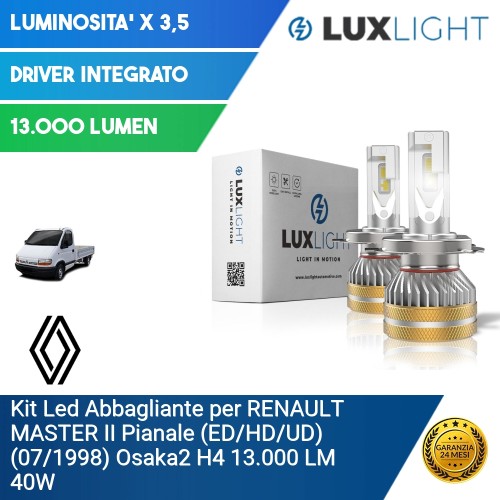 Kit Led Abbagliante per RENAULT MASTER II Pianale (ED/HD/UD) (07/1998) Osaka2 H4 13.000 LM 40W