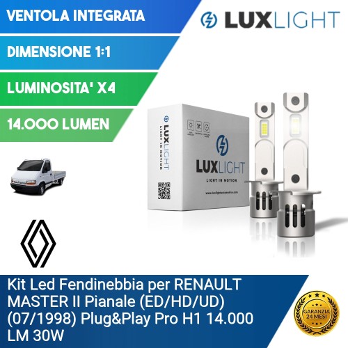 Kit Led Fendinebbia per RENAULT MASTER II Pianale (ED/HD/UD) (07/1998) Plug&Play Pro H1 14.000 LM 30W