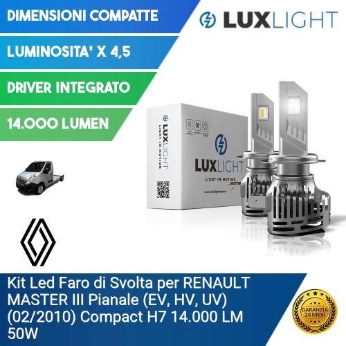 Kit Led Faro di Svolta per RENAULT MASTER III Pianale (EV, HV, UV) (02/2010) Compact H7 14.000 LM 50W