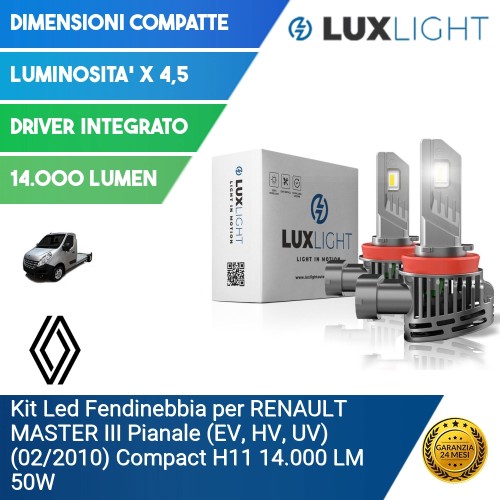 Kit Led Fendinebbia per RENAULT MASTER III Pianale (EV, HV, UV) (02/2010) Compact H11 14.000 LM 50W