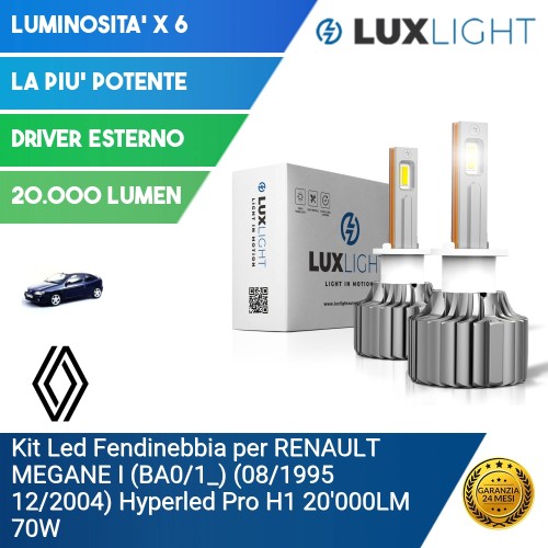 Kit Led Fendinebbia per RENAULT MEGANE I (BA0/1_) (08/1995 12/2004) Hyperled Pro H1 20'000LM 70W