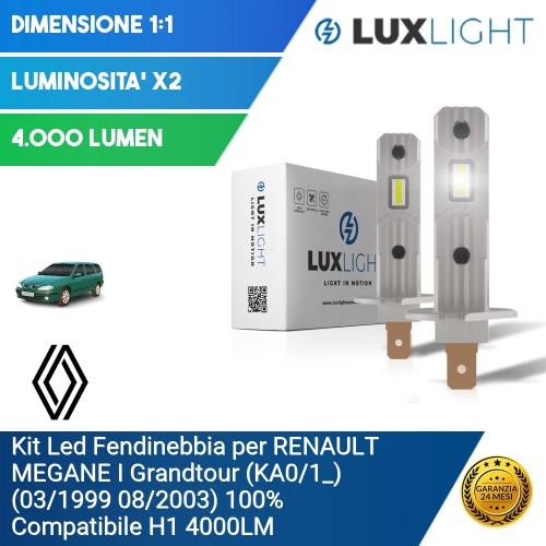 Kit Led Fendinebbia per RENAULT MEGANE I Grandtour (KA0/1_) (03/1999 08/2003) 100% Compatibile H1 4000LM