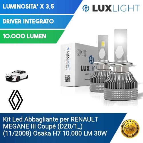 Kit Led Abbagliante per RENAULT MEGANE III Coupé (DZ0/1_) (11/2008) Osaka H7 10.000 LM 30W