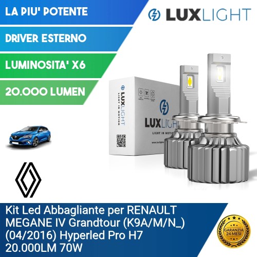 Kit Led Abbagliante per RENAULT MEGANE IV Grandtour (K9A/M/N_) (04/2016) Hyperled Pro H7 20.000LM 70W