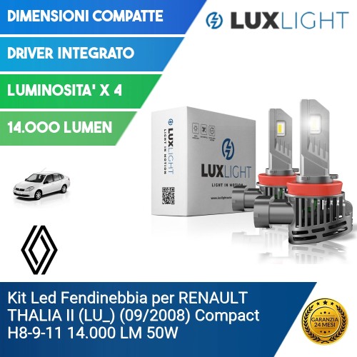Kit Led Fendinebbia per RENAULT THALIA II (LU_) (09/2008) Compact H8-9-11 14.000 LM 50W