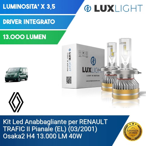 Kit Led Anabbagliante per RENAULT TRAFIC II Pianale (EL) (03/2001) Osaka2 H4 13.000 LM 40W