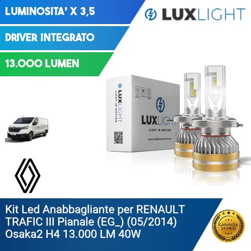 Kit Led Anabbagliante per RENAULT TRAFIC III Pianale (EG_) (05/2014) Osaka2 H4 13.000 LM 40W