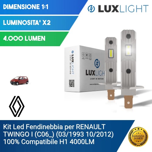 Kit Led Fendinebbia per RENAULT TWINGO I (C06_) (03/1993 10/2012) 100% Compatibile H1 4000LM