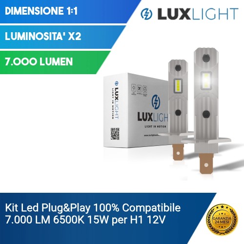 Kit Led Plug&Play 100% Compatibile 7.000 LM 6500K 15W per H1 12V