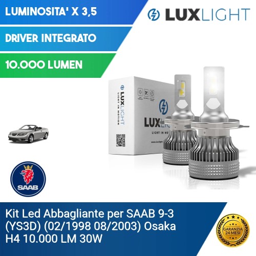 Kit Led Abbagliante per SAAB 9-3 (YS3D) (02/1998 08/2003) Osaka H4 10.000 LM 30W