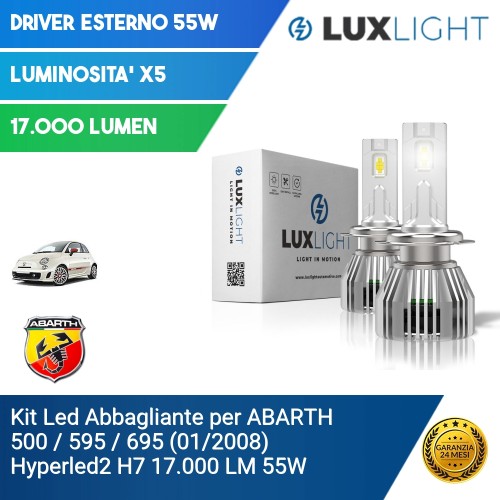 Kit Led Abbagliante per ABARTH 500 / 595 / 695 (01/2008) Hyperled2 H7 17.000 LM 55W