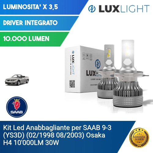 Kit Led Anabbagliante per SAAB 9-3 (YS3D) (02/1998 08/2003) Osaka H4 10'000LM 30W