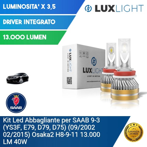 Kit Led Abbagliante per SAAB 9-3 (YS3F, E79, D79, D75) (09/2002 02/2015) Osaka2 H8-9-11 13.000 LM 40W