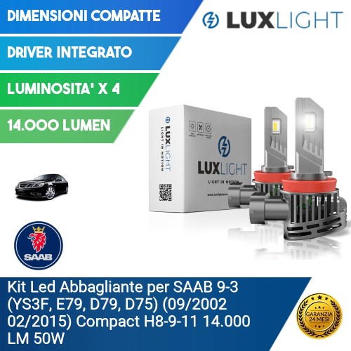 Kit Led Abbagliante per SAAB 9-3 (YS3F, E79, D79, D75) (09/2002 02/2015) Compact H8-9-11 14.000 LM 50W