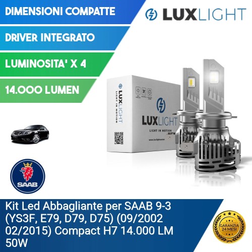 Kit Led Abbagliante per SAAB 9-3 (YS3F, E79, D79, D75) (09/2002 02/2015) Compact H7 14.000 LM 50W